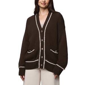 NEW SPLENDID brooklyn v-neck cardigan in soft chocolate